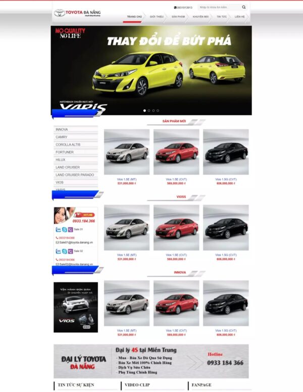 Thiết kế website đại lý xe Toyota