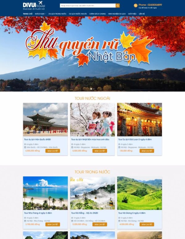 Thiết kế website du lịch DiVui Travel
