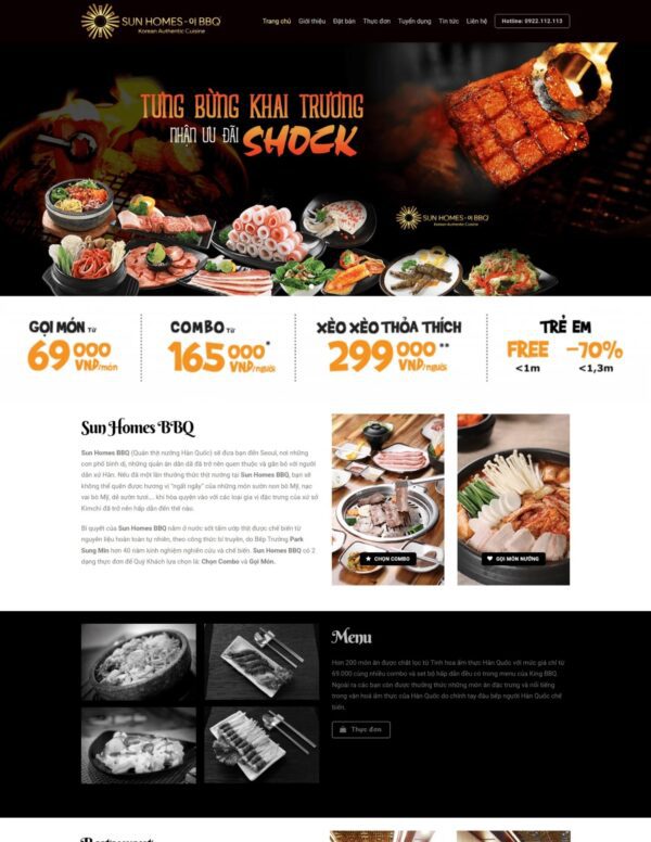 Thiết kế website nhà hàng BBQ