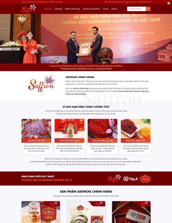 Thiết kế website bán thực phẩm chức năng Saffron