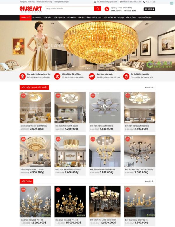 Thiết kế website bán đèn trang trí
