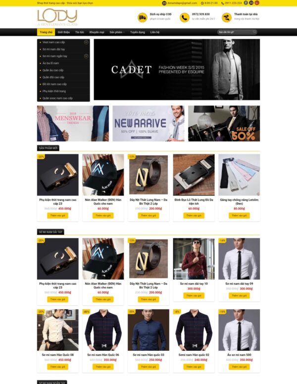 Thiết kế website bán đồ thời trang nam Lody