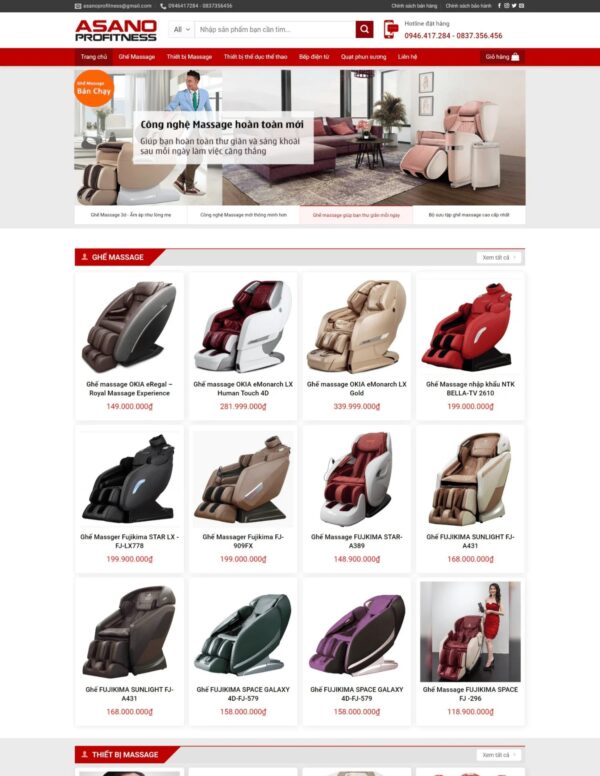 Thiết kế website bán ghế Massage