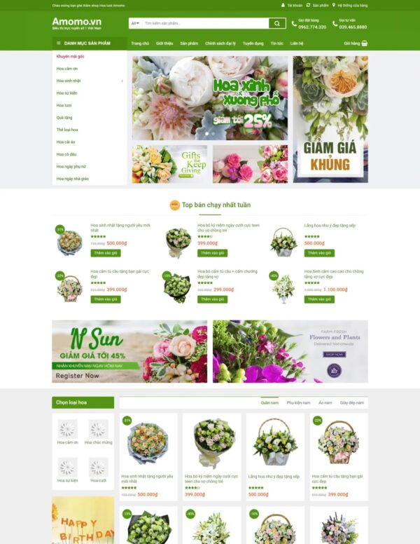 Thiết kế website bán hoa tươi cực đẹp