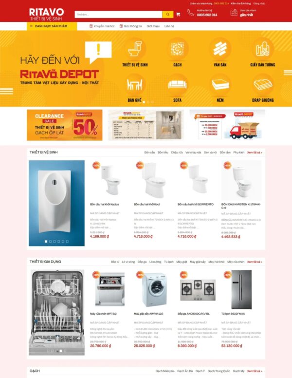 Thiết kế website bán thiết bị vệ sinh Ritavo