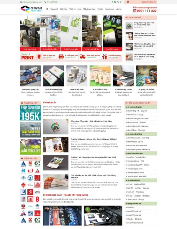 Thiết kế website dịch vụ in ấn