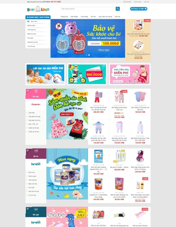 Thiết kế website mẹ và bé