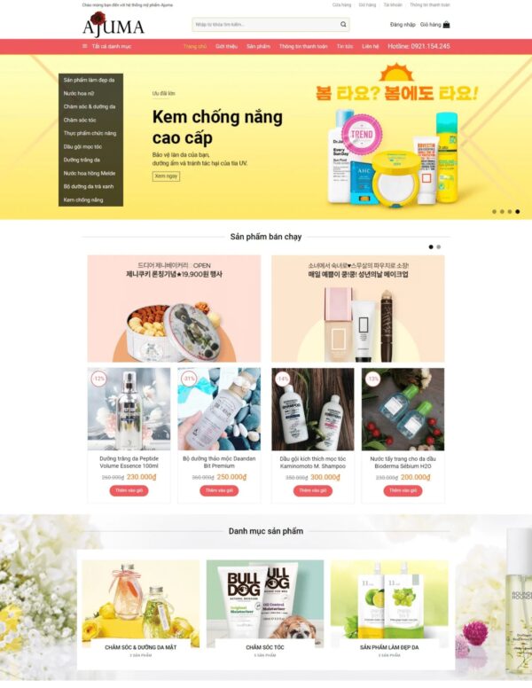 Thiết kế website mỹ phẩm Ajuma