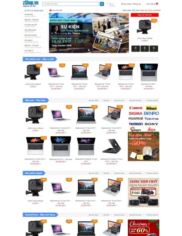 thiết kế website bán đồ công nghệ ZShop